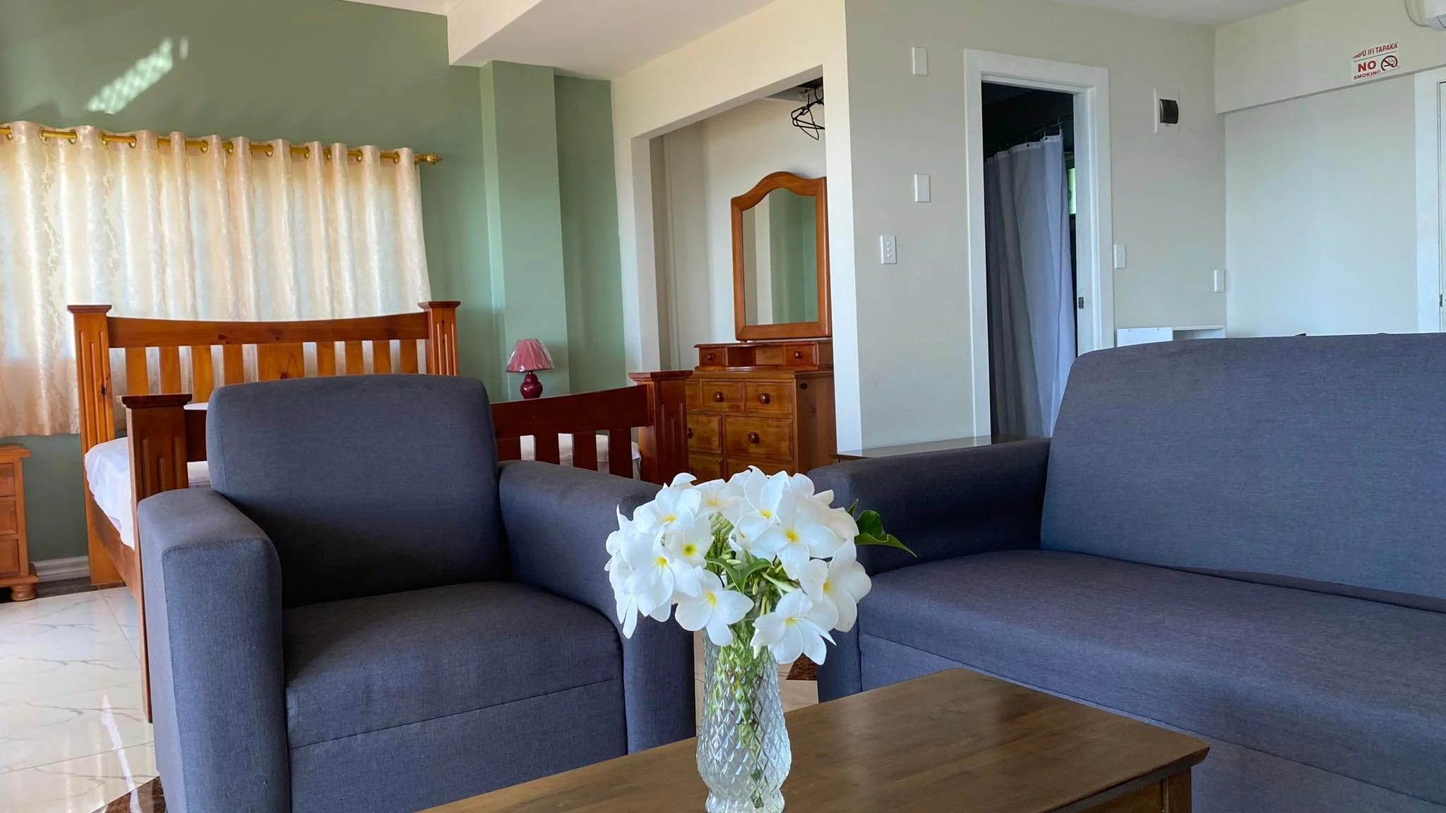 Studio lounge and sleeping area