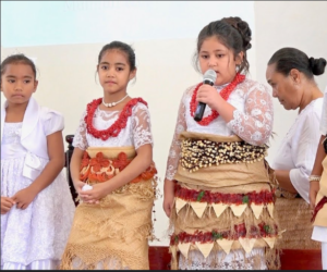 Kids in traditional Tongan clothing